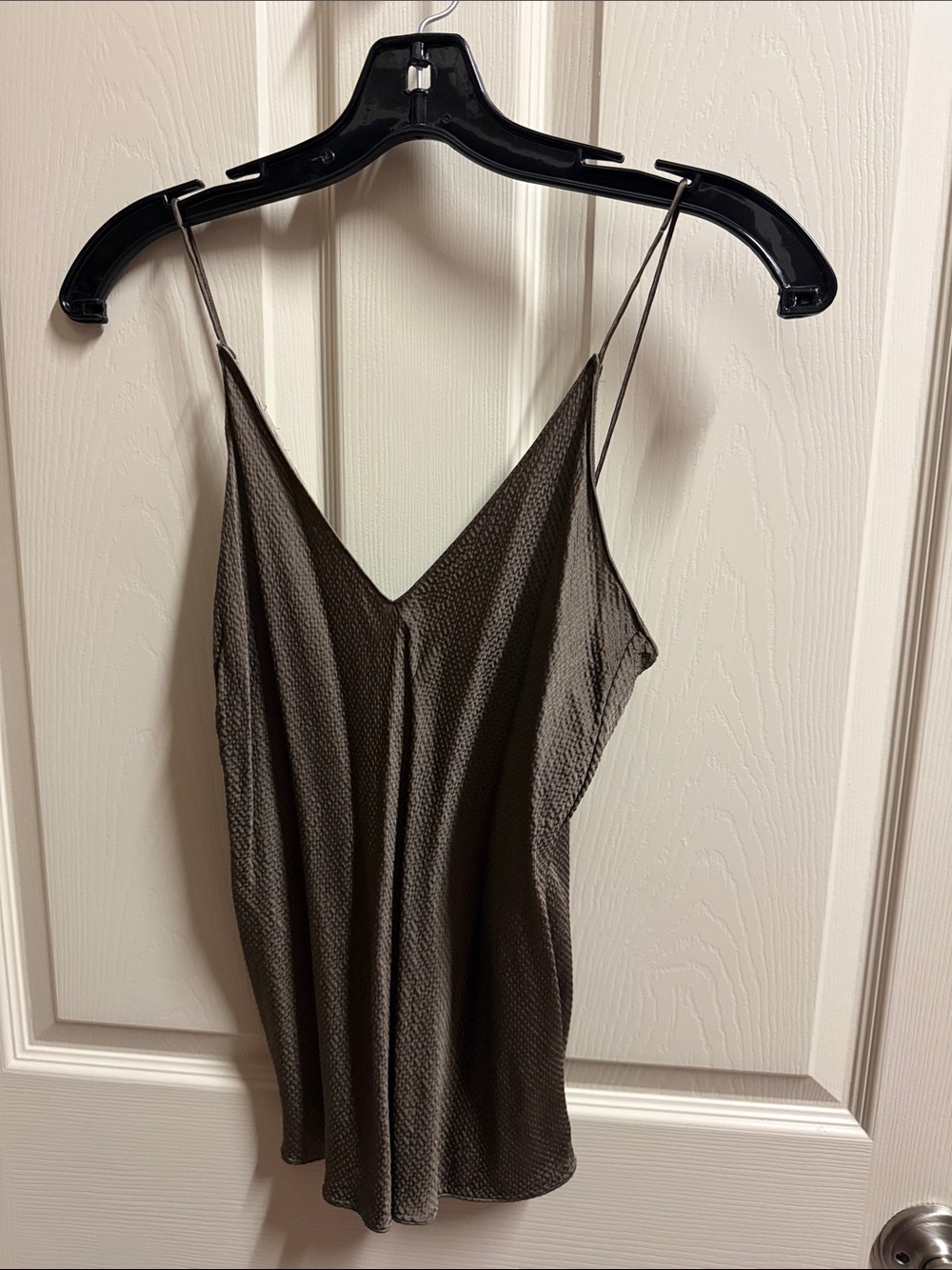 Theory Olive-Taupe Textured V-Neck Cami